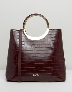 Сумка-тоут с отделкой под крокодиловую кожу с круглой ручкой Faith - Красный