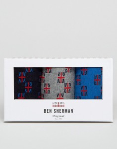 3 пары носков с британским флагом в подарочной упаковке Ben Sherman - Темно-синий