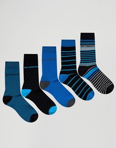 Подарочный набор из 5 пар носков в синих тонах Ben Sherman - Темно-синий