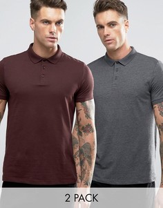 2 трикотажные футболки-поло (серая/бордовая) ASOS - СКИДКА 10 - Мульти