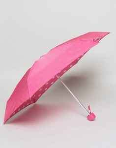 Компактный зонт с принтом губ на внутренней стороне Lulu Guinness - Черный