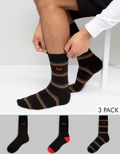 3 пары черных носков с сердечками Pringle - Черный