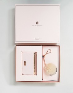 Подарочный набор с визитницей на молнии и брелоком-помпоном Ted Baker - Розовый