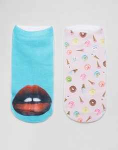 Комплект из 2 пар носков 7X Lips &amp; Donuts - Мульти