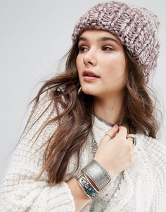 Шапка-бини крупной вязки Free People - Розовый