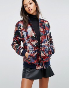 Куртка-пилот камуфляжной расцветки с отделкой пайетками Boohoo - Мульти