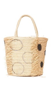 Объемная сумка среднего размера с короткими ручками, потертой отделкой и рисунком в горошек Sensi Studio