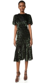 Платье с короткими рукавами, расклешенной юбкой и разрезами по бокам Prabal Gurung