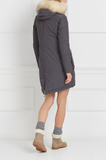 Парка на пуху с мехом белого енота Woolrich