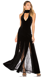 Velvet lace insert gown - NICHOLAS