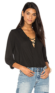 Lace up surplice blouse - krisa