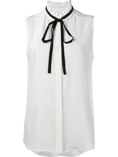 sleeveless ribbon neckline blouse Frame Denim