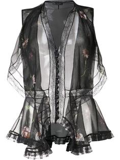 прозрачная блузка с цветочным принтом Alexander McQueen