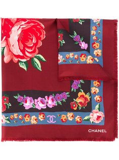 шарф с цветочным принтом Chanel Vintage