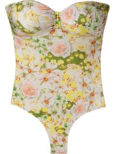 floral print strapless swimsuit Isolda