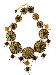 массивное ожерелье с разноцветными камнями Chanel Vintage