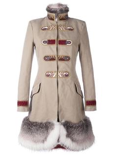 пальто в стиле милитари с лисьим мехом Ermanno Scervino