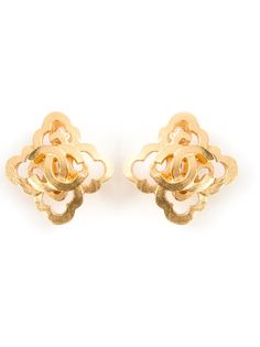 серьги с логотипом  Chanel Vintage