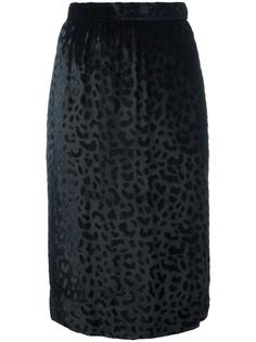бархатная юбка-карандаш с леопардовым узором Yves Saint Laurent Vintage