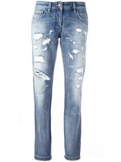 прямые джинсы с рваными деталями Philipp Plein