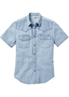 Джинсовая рубашка зауженного покроя (темно-синий) Bonprix