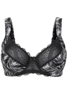 Бюстгальтер-минимайзер, чашка C (черный/белый с рисунком) Bonprix