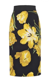 Юбка-карандаш с цветочным принтом и широким поясом Dolce &amp; Gabbana