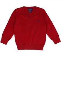 Хлопковый пуловер с логотипом бренда Polo Ralph Lauren