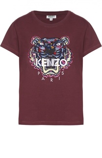 Футболка прямого кроя с контрастной вышивкой в виде тигра Kenzo