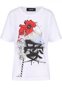 Футболка прямого кроя с контрастным принтом Dsquared2