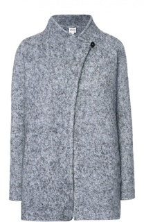 Укороченное шерстяное пальто с высоким воротником Armani Collezioni
