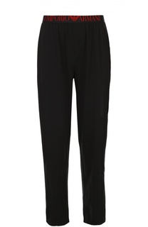 Хлопковые брюки на широкой резинке Emporio Armani