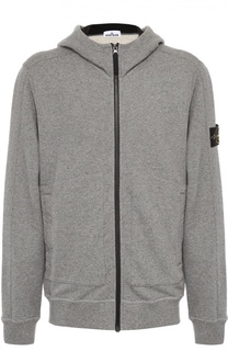 Хлопковая толстовка на молнии с капюшоном Stone Island