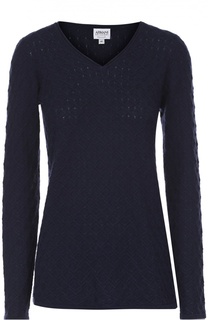 Кашемировый пуловер фактурной вязки с V-образным вырезом Armani Collezioni