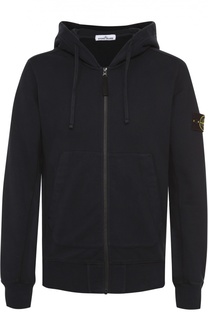 Хлопковая толстовка на молнии с капюшоном Stone Island