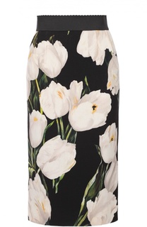Юбка-карандаш с цветочным принтом и широким поясом Dolce &amp; Gabbana