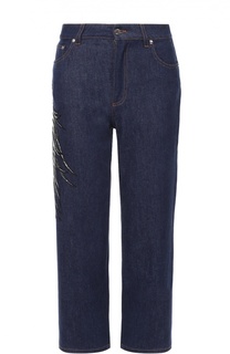 Укороченные джинсы-скинни с контрастной вышивкой Emilio Pucci