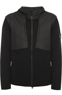 Хлопковая толстовка на молнии с капюшоном Stone Island