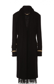 Пальто прямого кроя с контрастной отделкой и кашемировым шарфом Givenchy