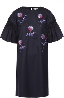 Платье прямого кроя с цветочной вышивкой и коротким рукавом Kenzo
