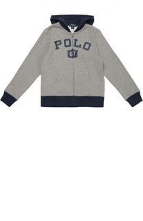 Хлопковая толстовка на молнии с капюшоном Polo Ralph Lauren