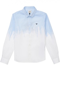 Хлопковая рубашка с контрастной отделкой Giorgio Armani