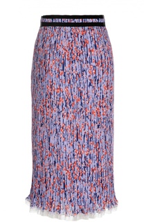 Плиссированная юбка-миди с контрастной оборкой Carven