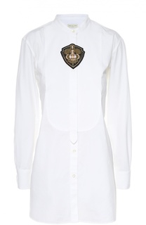 Блуза прямого кроя с удлиненной спинкой и воротником-стойкой Dries Van Noten
