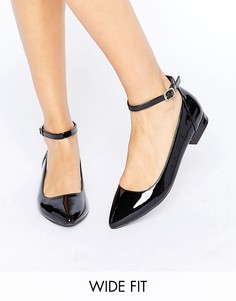 Лакированные туфли с острым носком для широкой стопы New Look - Черный