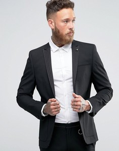 Суперузкий пиджак с лацканами в горошек ASOS - Черный