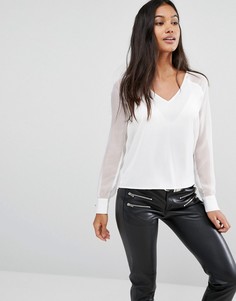 Блузка с V‑образным вырезом и прозрачными рукавами Supertrash Bouchra - Белый