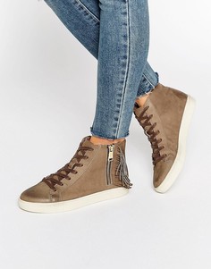 Серо-коричневые высокие нубуковые кроссовки Juicy Couture - Серый