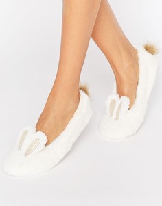 New Look Bunny Ballerina Slippers - Белый