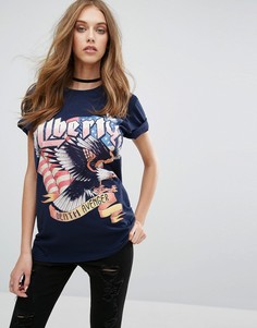 Missguided Rock Slogan T-Shirt - Темно-синий